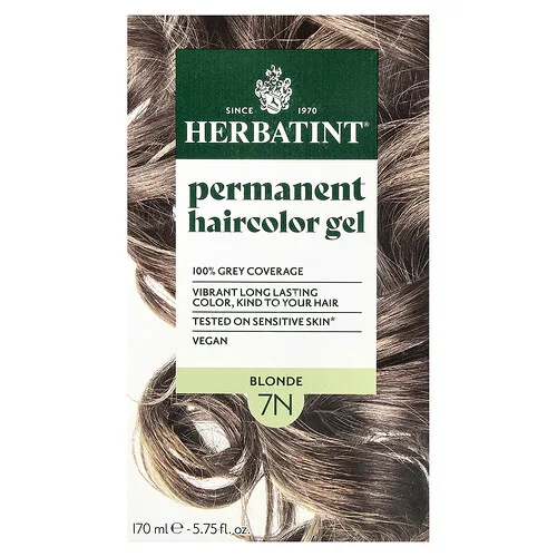 Herbatint, Gel de Tinte para el Cabello Permanente, 7N Blonde, 4.56 fl oz (135 ml)