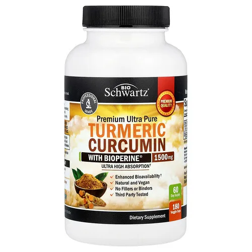 BioSchwartz, Curcumina de cúrcuma prémium ultrapura con BioPerine®, 180 cápsulas vegetales