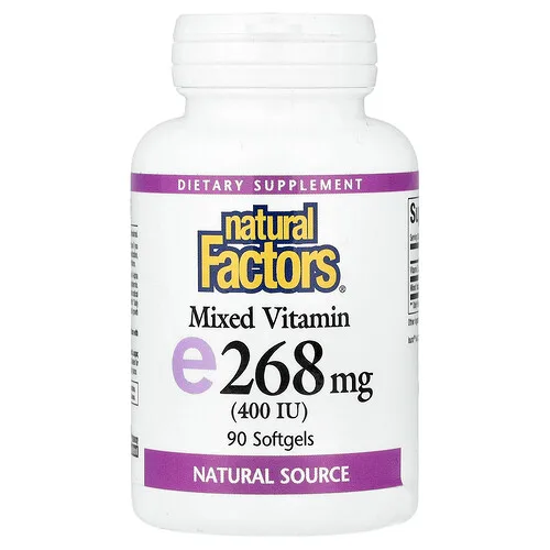 Natural Factors, Vitamina E mixta, 268 mg (400 UI), 90 cápsulas blandas