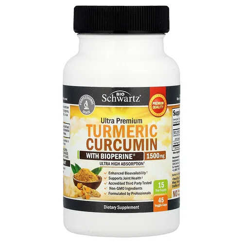 BioSchwartz, Curcumina de cúrcuma ultraprémium con BioPerine®, 45 cápsulas vegetales