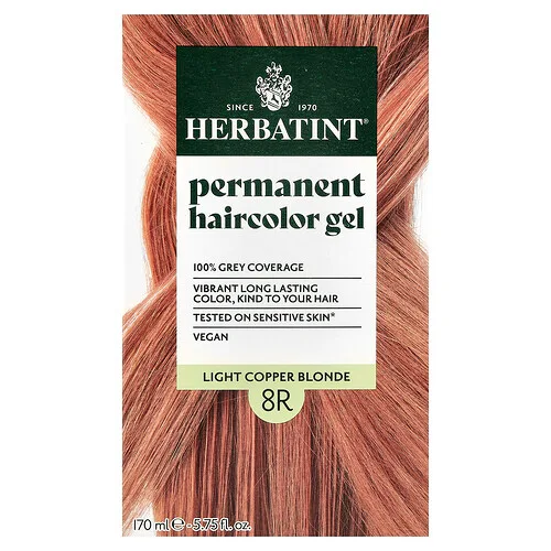 Herbatint, Tintura de hierbas permanente en gel para cabello, 8R, Rubio Cobrizo Claro, 4,56 fl oz, (135 ml)