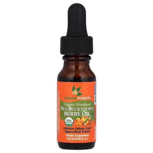 SeaBuckWonders, Aceite de bayas y espino amarillo orgánico de los Himalayas, 0.45 fl. Oz (13.3 ml)