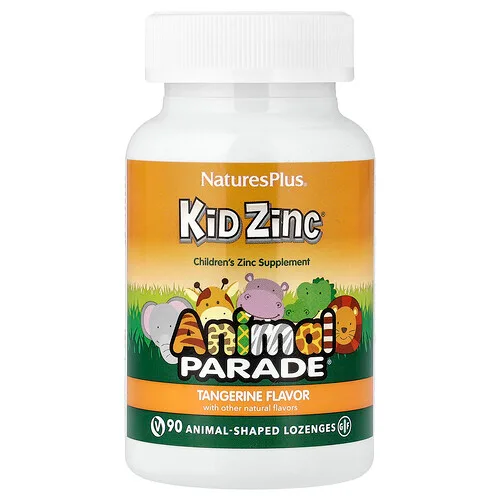 NaturesPlus, Animal Parade®, Kid Zinc®, Mandarina, 90 pastillas con forma de animales
