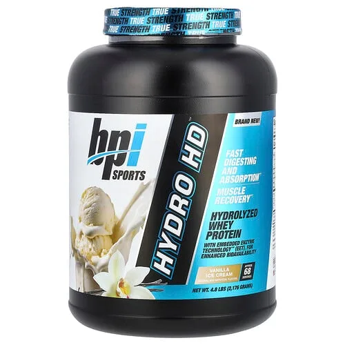 BPI Sports, Hydro HD™, Proteína de suero de leche hidrolizada, Helado de vainilla, 2176 g (4,8 lb)