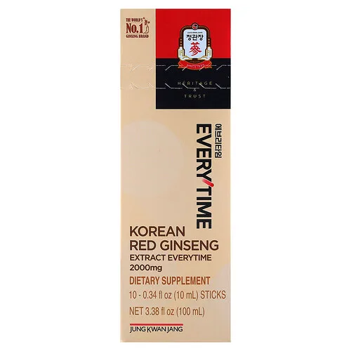 JungKwanJang, Extracto de ginseng rojo coreano, Cada uso, 10 barritas, 10 ml (0,34 oz. líq.) cada una
