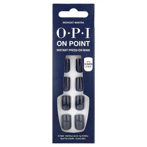 OPI, On Point, Manicura de presión instantánea, Longitud corta, Mantra de medianoche, Kit de 27 piezas