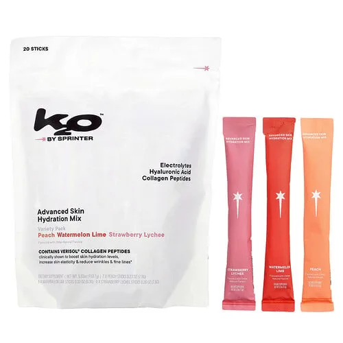 k2o by Sprinter, Mezcla avanzada para la hidratación de la piel, Paquete surtido, 20 sobres, 159.7 g (5.63 oz)
