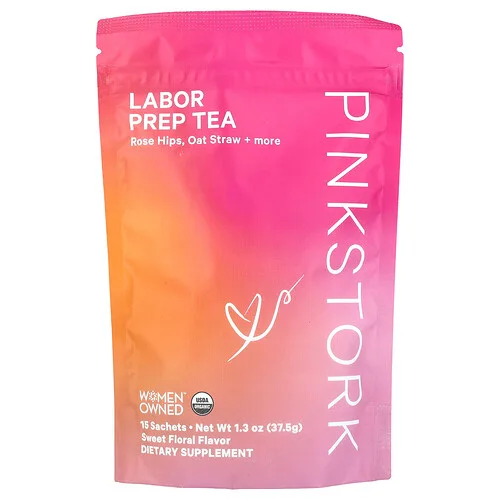 Pink Stork, Té para preparar el trabajo de parto, Floral dulce, 15 sobres, 37,5 g (1,3 oz)