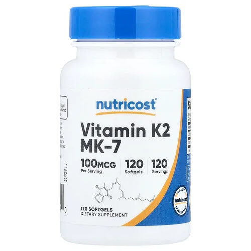 Nutricost, Vitamina K2 MK-7, 100 mcg, 120 cápsulas blandas