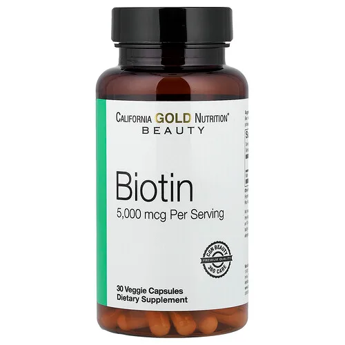 California Gold Nutrition, Biotina, 5000 mcg, 30 cápsulas vegetales