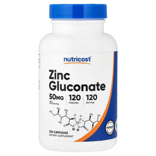 Nutricost, Gluconato de zinc, 50 mg, 120 cápsulas