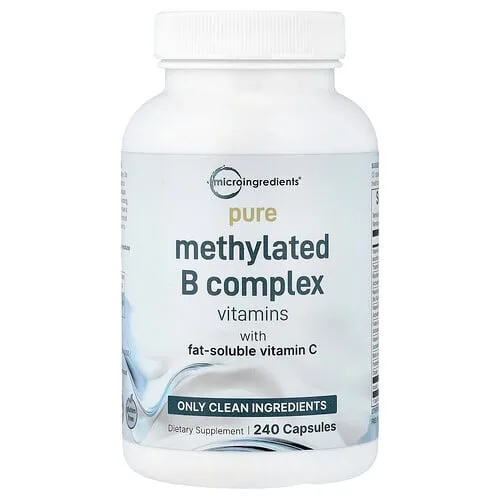 Micro Ingredients, Complejo de vitaminas B metiladas puras con vitamina C, 240 cápsulas
