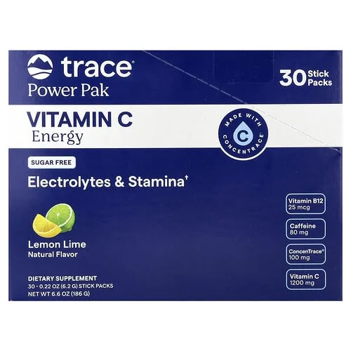 Trace, Power Pack, Vitamina C energética, Lima limón, 30 sobrecitos, 6,2 g (0,22 oz) cada uno