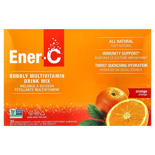Ener-C, Vitamina C, Mezcla para preparar bebidas multivitamínicas, Naranja, 1000 mg, 30 sobres, 8,67 g (0,3 oz) cada uno