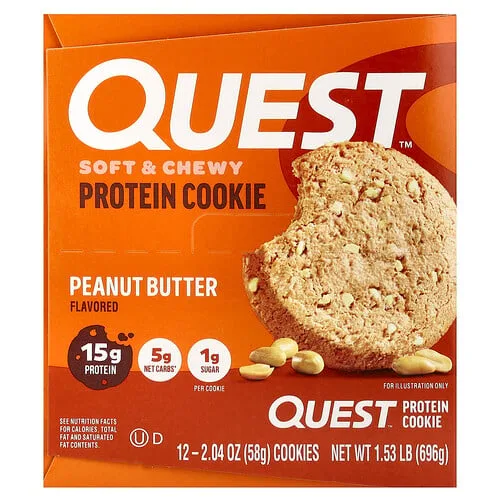 Quest Nutrition, Galleta proteica, Mantequilla de maní, 12 galletas, 58 g (2,04 oz) cada una