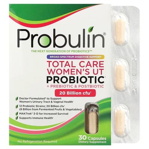 Probulin, Probiótico UT más prebiótico y posbiótico para mujeres de Total Care, 30 cápsulas
