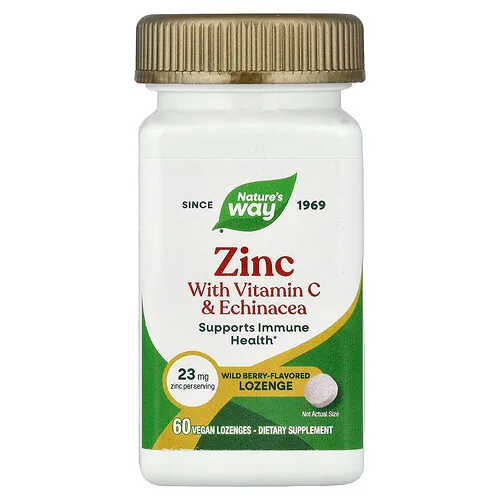 Nature's Way, Zinc con vitamina C y equinácea, Bayas silvestres, 60 pastillas veganas