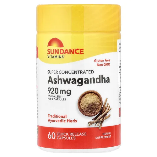 Sundance Vitamins, Ashwagandha superconcentrado, 60 cápsulas de liberación rápida (46 mg por cápsula)