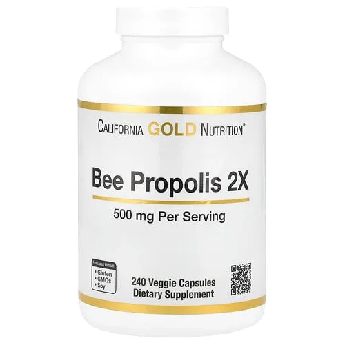 California Gold Nutrition, Propóleo de abeja 2X, Extracto concentrado, 500 mg, 240 cápsulas vegetales
