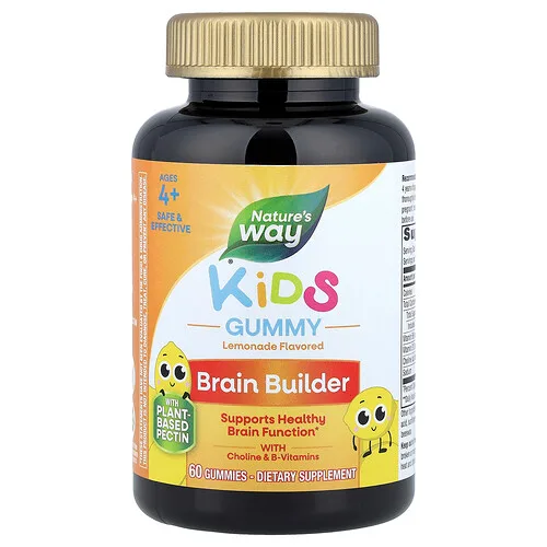 Nature's Way, Gomitas para desarrollar el cerebro, Niños de 4 años en adelante, Limonada, 60 gomitas