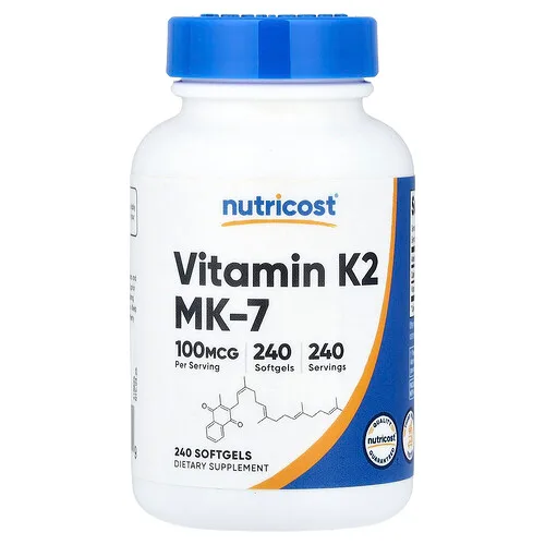Nutricost, Vitamina K2, MK-7, 100 mcg, 240 cápsulas blandas
