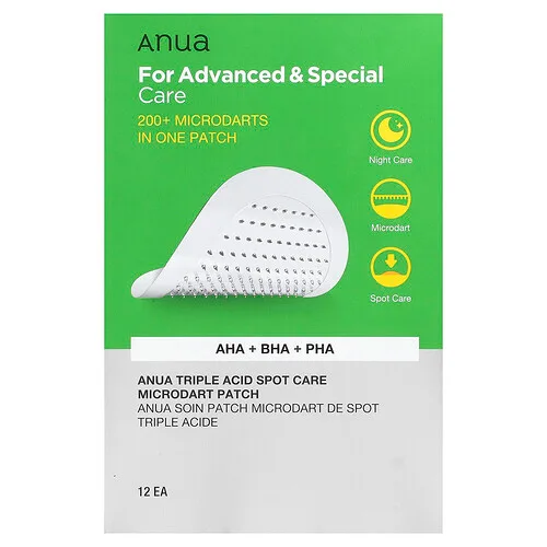 Anua, Parche con microdart para el cuidado de las manchas triples ácidas, 12 parches