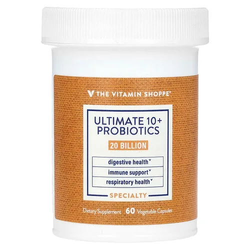The Vitamin Shoppe, Más de 10 probióticos, 20.000 millones de UFC, 60 cápsulas vegetales