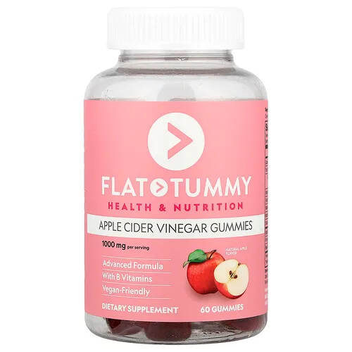 Flat Tummy, Gomitas de vinagre de sidra de manzana, Manzana natural, 60 gomitas