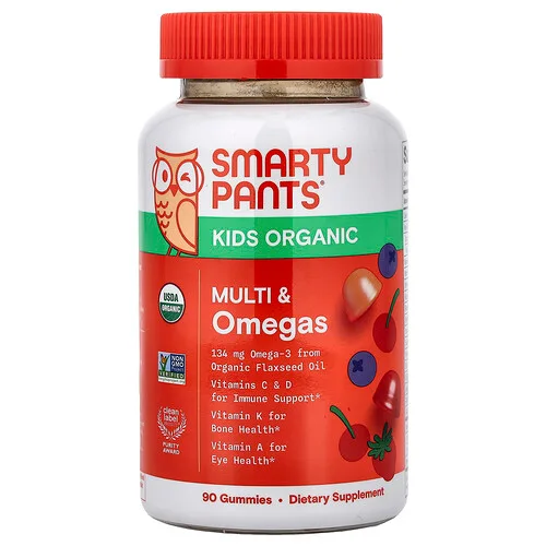 SmartyPants, Gomitas multivitamínicas orgánicas para niños, Bayas mixtas y cerezas, 90 gomitas