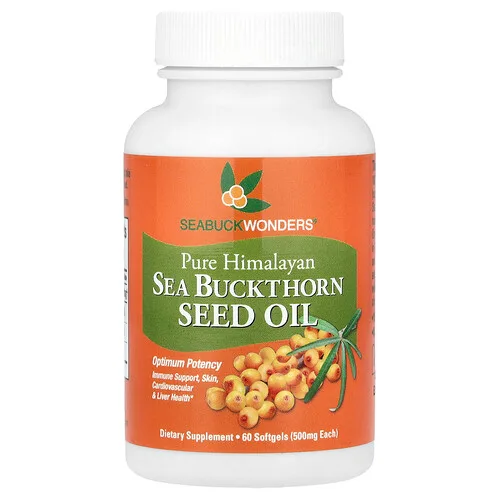 SeaBuckWonders, Aceite de semilla de espino amarillo, 60 cápsulas blandas (500 mg por cápsula blanda)