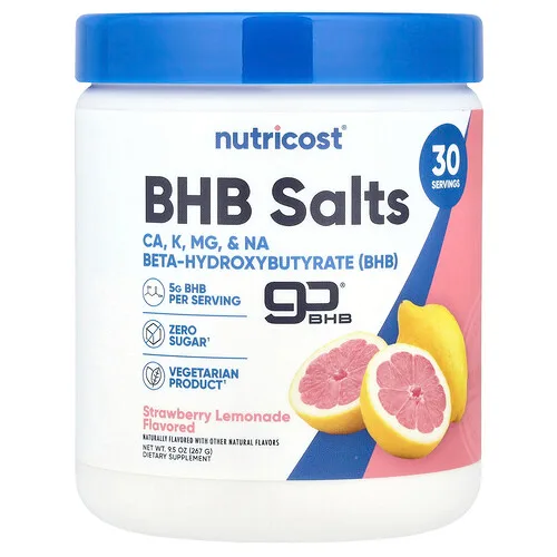 Nutricost, BHB Salts, GoBHB®, Limonada de fresa, 267 g (9,5 oz)