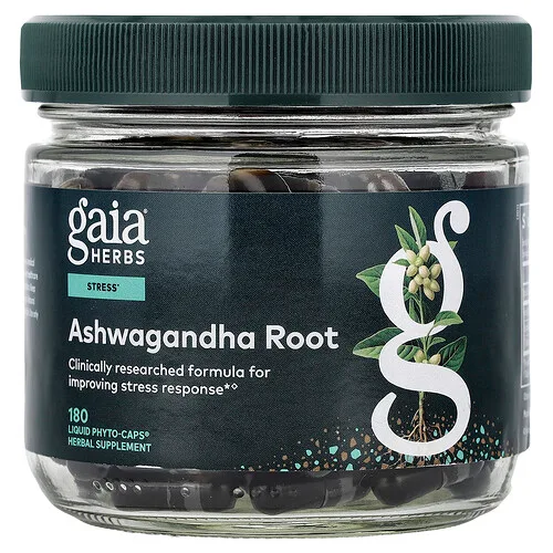 Gaia Herbs, Raíz de ashwagandha, 180 Phyto-Caps líquidas