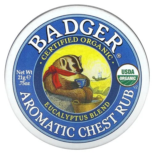 Badger, Ungüento orgánico con aroma para pecho, eucalipto y menta, .75 oz (21 g)
