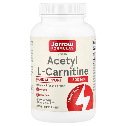 Jarrow Formulas, Acetil-L-carnitina vegana, 500 mg, 120 cápsulas vegetales