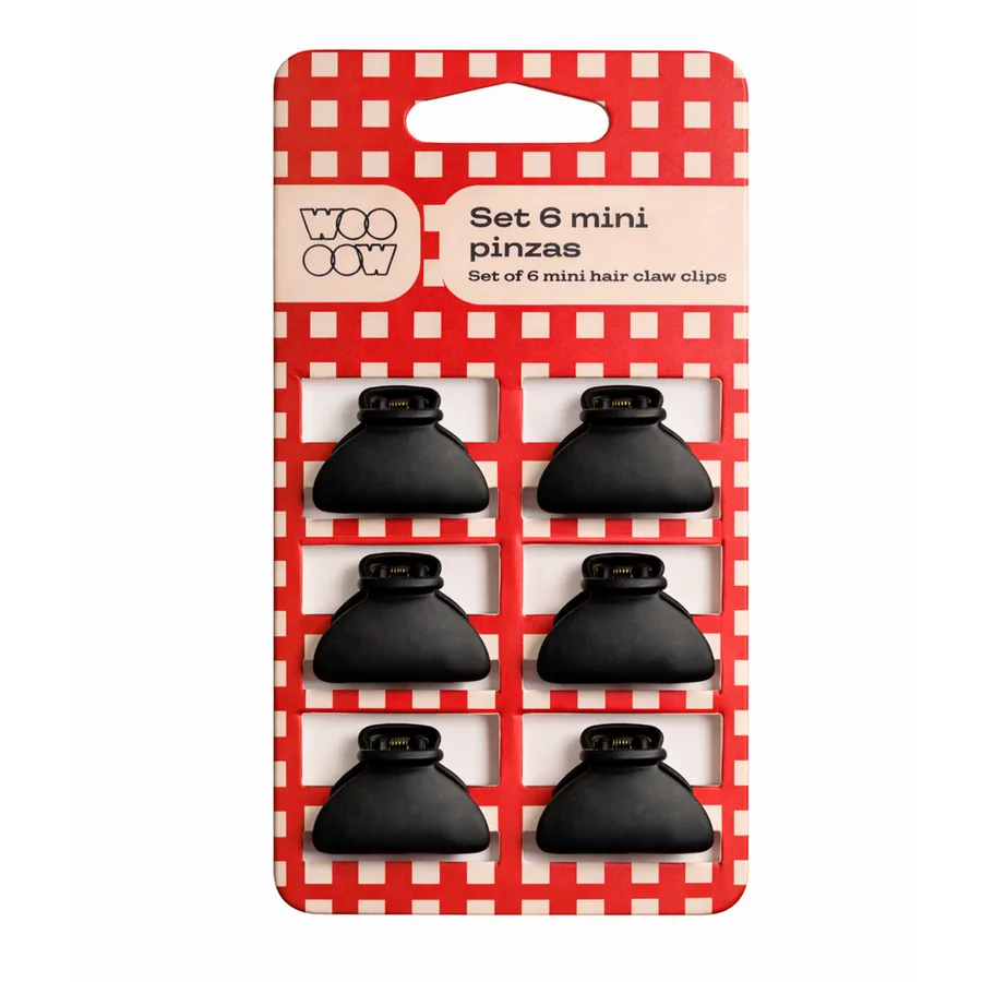 Set 6 Mini Pinzas de Pelo Negras