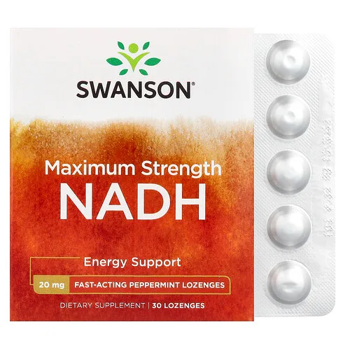 Swanson Vitamins, NADH, Menta, 20 mg, 30 pastillas