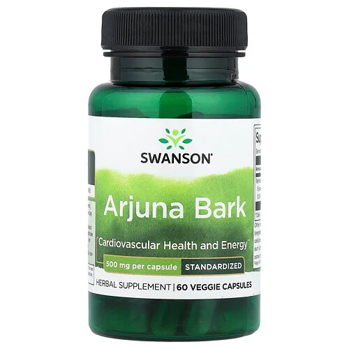 Swanson Vitamins, Corteza de arjuna, estandarizada, 500 mg, 60 cápsulas vegetales