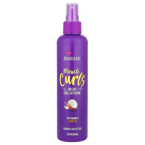 Aussie, Miracle Curls, Activador de rizos para el segundo día con coco y aceite de jojoba, 251 ml (8,5 oz. líq.)