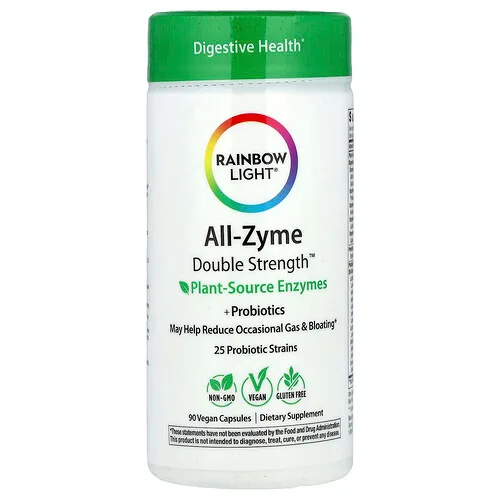 Rainbow Light, All-Zyme™, Enzimas de origen vegetal más probióticos, 90 cápsulas veganas