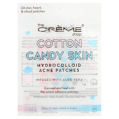 The Creme Shop, Cotton Candy Skin, Parches hidrocoloides para el acné, Estrella, corazón y nubes, 24 parches