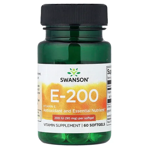 Swanson Vitamins, Vitamina E-200, 90 mg (200 UI), 60 cápsulas blandas