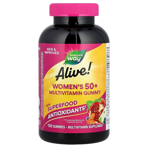 Nature's Way, Alive!®, Gomitas multivitamínicas para mujeres mayores de 50 años, Bayas mixtas, 150 gomitas