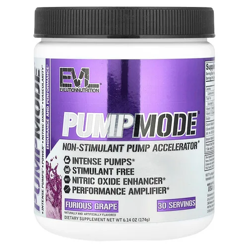 EVLution Nutrition, PumpMode®, Acelerador de bombeo no estimulante, Uva furiosa, 174 g (6,14 oz)