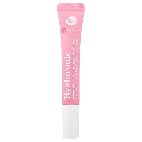 7Days Beauty, Crema humectante antiarrugas de doble acción para el contorno de los ojos con ácido hialurónico, 18 ml (0,6 oz. líq.)