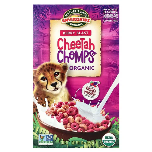Nature's Path, EnviroKidz, Cereal orgánico Cheetah Chomps®, Explosión de bayas, 284 g (10 oz)