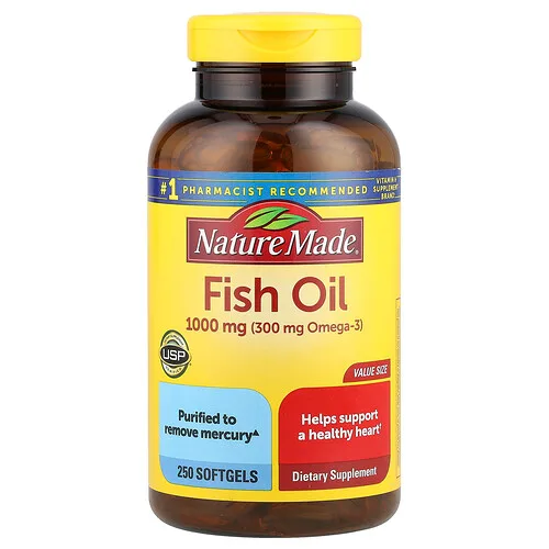 Nature Made, Aceite de pescado, 1000 mg, 250 cápsulas blandas