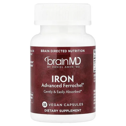 BrainMD, Hierro, 30 cápsulas veganas (25 mg por cápsula)