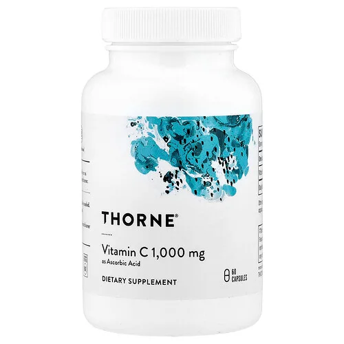 Thorne, Vitamina C en forma de ácido ascórbico, 60 cápsulas (1 g por cápsula)