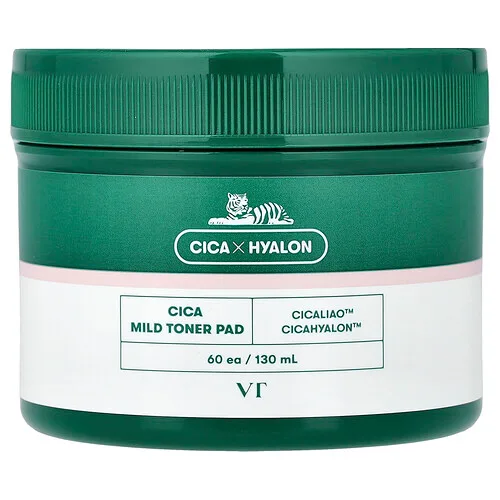VT Cosmetics, Almohadillas de tónico suave Cica, 60 almohadillas