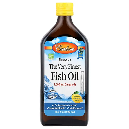 Carlson, El mejor aceite de pescado noruego, sabor a limón natural, 16,9 oz (500 ml)